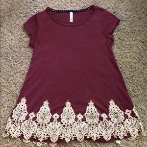 Maroon and Lace Top
